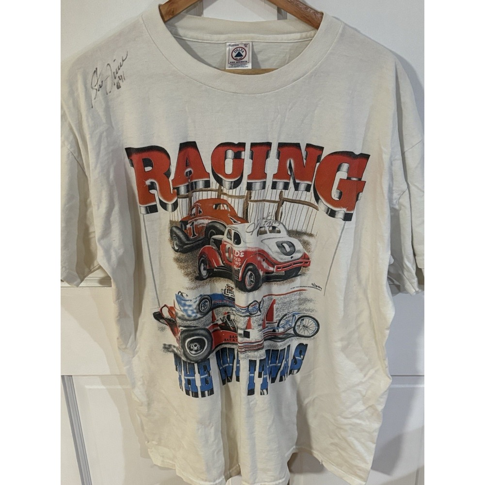 Vintage‎ Delta Tag NASCAR Tshirt With #41 Steve Grissom Autograph